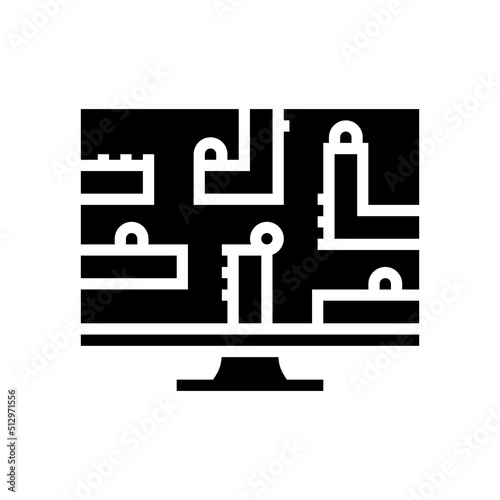 puzzle platform video game glyph icon vector. puzzle platform video game sign. isolated symbol illustration