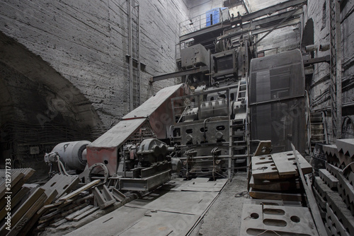 Jaw crusher in iron ore mine. photo