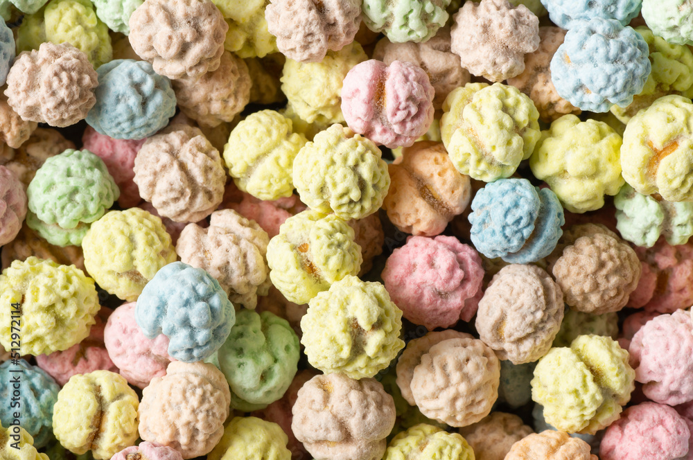 Fototapeta premium Colorful sugar coated roasted chickpeas, turkish traditional nuts, round small confectionery