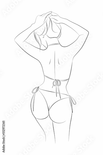 Vector illustration of a young woman in a bikini