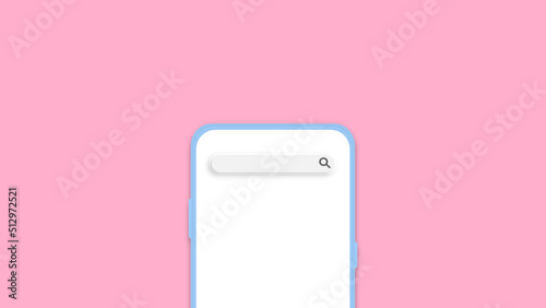 smartphone with search bar minimal style with copy space. 3D Rendering