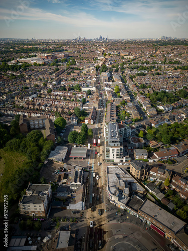Generic aerial view of London city from above Wimbledon UK