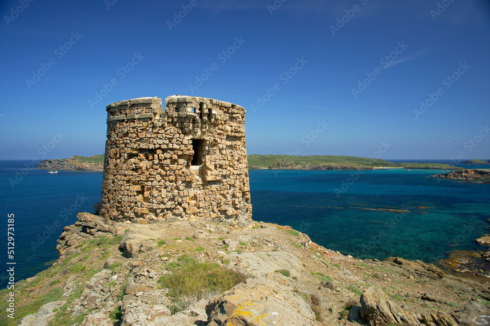 Torre de Es Coloma.Cala Tamarells.Parc natural de s' Albufera des Grau.Menorca.Reserva de la Bioesfera.Illes Balears.España.