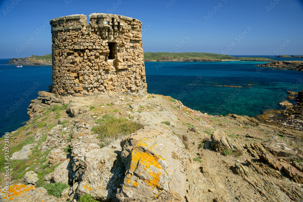 Torre de Es Coloma.Cala Tamarells.Parc natural de s' Albufera des Grau.Menorca.Reserva de la Bioesfera.Illes Balears.España.