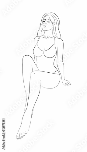 Vector illustration of a young woman in a one-piece swimsuit