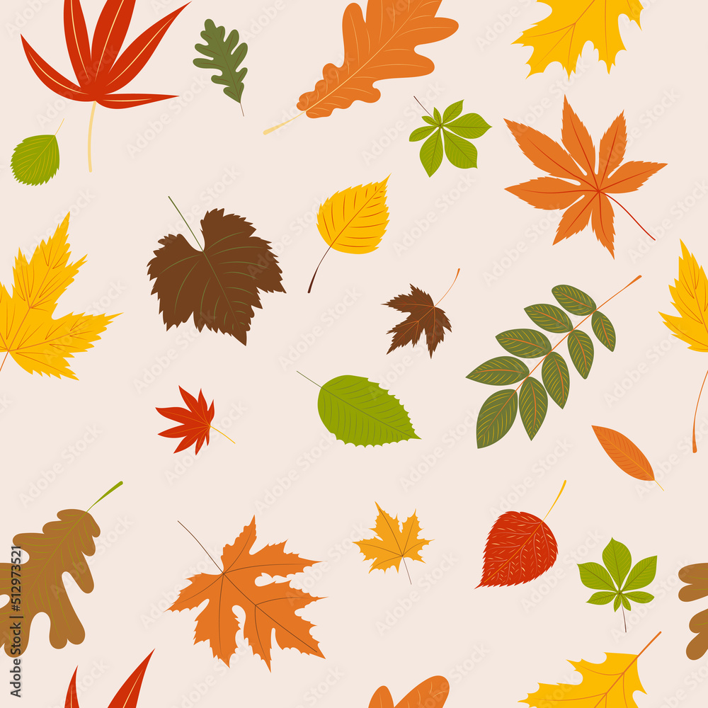 autumn leaves seamless background, leaves,flowers pattern