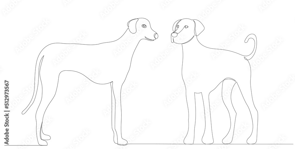 Obraz premium dogs drawing in one continuous line, isolated