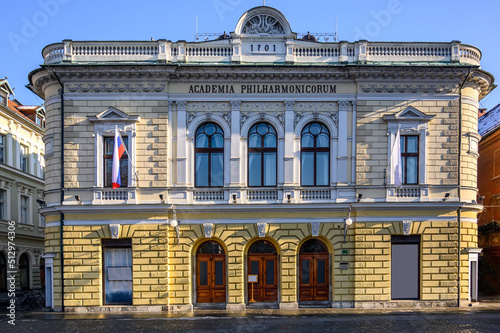Academia Philarmonic on Congress square of Ljubljana, Slovenia