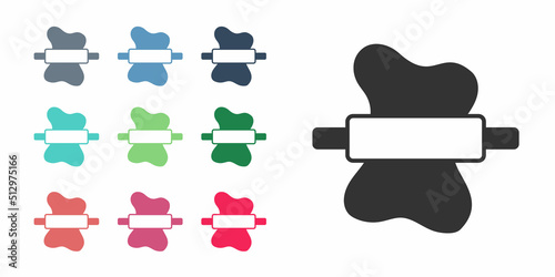 Black Rolling pin on dough icon isolated on white background. Set icons colorful. Vector