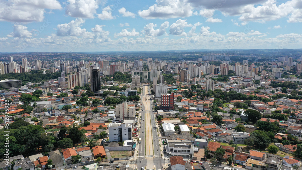 Aerial view of downtown Goiania in April, 2022. Goiania, Goias, Brazil 