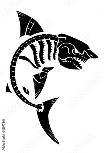 Shark Skeleton Design, Marine Predator Illustration