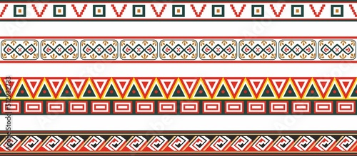 Vector set of colored Native American national borders. frames in the style of the Aztecs, Mayans, Incas.