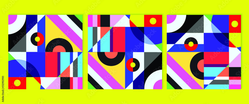 Geometric graphic design covers. Cool abstract shape compositions
Geometric graphic design covers. Cool abstract shape compositions
