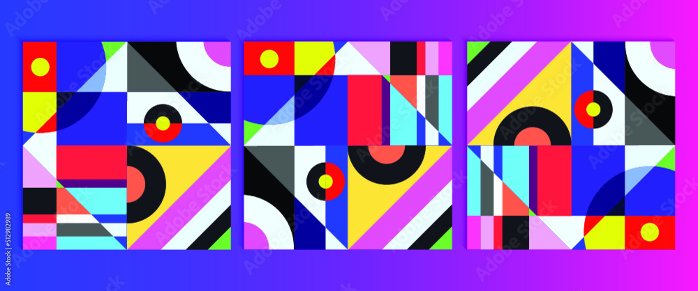 Geometric graphic design covers. Cool abstract shape compositions
Geometric graphic design covers. Cool abstract shape compositions