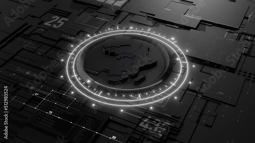 Futuristic Africa technologically. Futuristic Digital Map of African. 3D rendering. 3D rendering