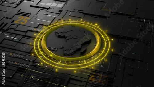 Futuristic Africa technologically. Futuristic Digital Map of African. 3D rendering. 3D rendering