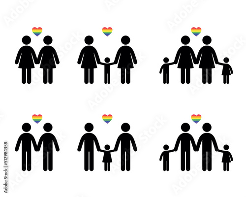 LGBT family icons set. Vector Illustration on the white background. Vector man  woman icons. 