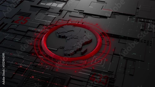 Futuristic Africa technologically. Futuristic Digital Map of African. 3D rendering. 3D rendering