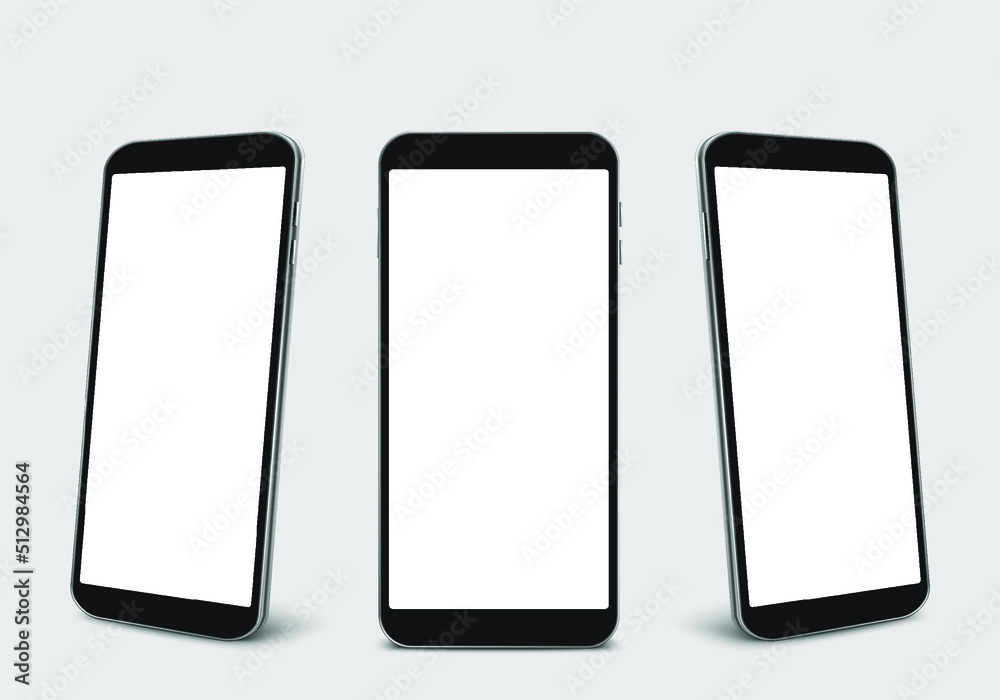 Realistic 3d black smartphone mockup collection isolated on background. modern mobile phone collection with copy space. technology vector illustration Realistic 3d black smartphone mockup collection isolated on background. modern mobile phone collection with copy space. technology vector illustration