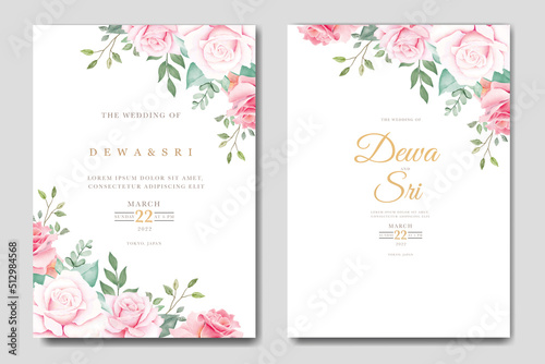 wedding invitation card with floral watercolor © retno