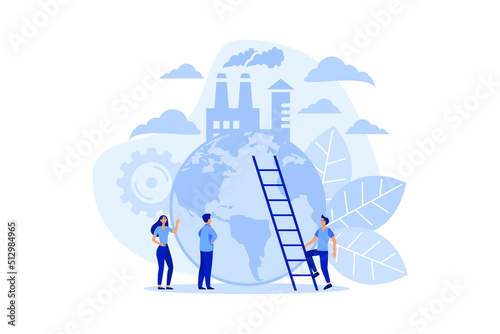 pollution of the planet, emission of harmful substances into the environment, working factories, the concept of Earth Day. flat design modern illustration