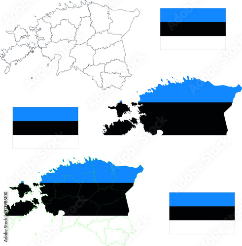 Set of territories of the country with the flag of Estonia