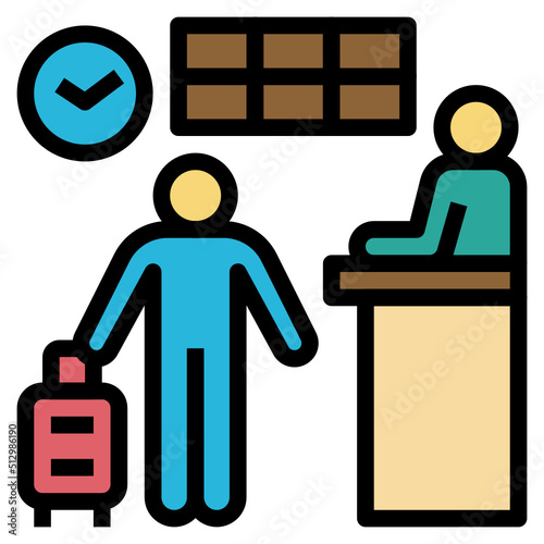 Front desk outline filled color icon