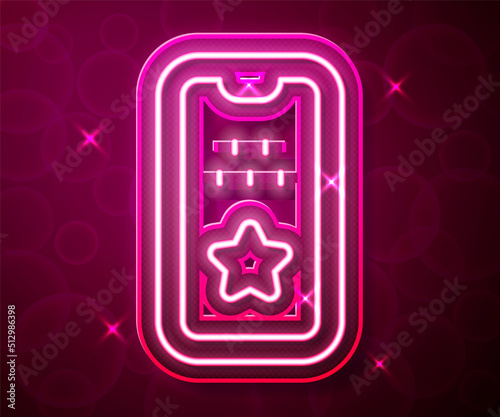 Glowing neon line Taxi mobile app icon isolated on red background. Mobile application taxi. Vector