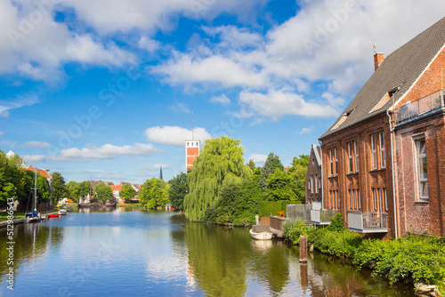 Print op canvas Historic buildings at the inner harbor of Emden, Germany