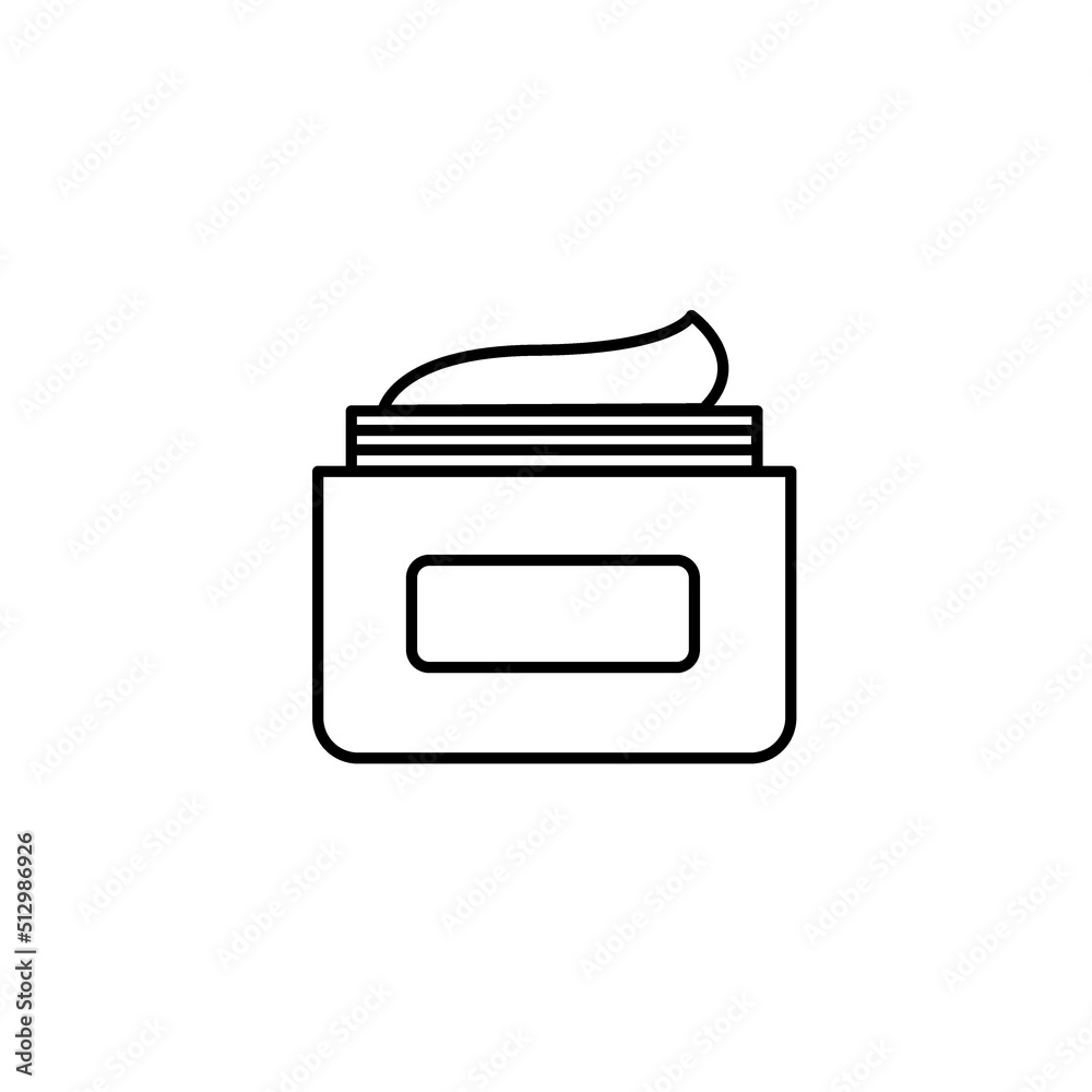 Сosmetic face cream jar line vector icon for website or app and logo on white background Сosmetic face cream jar line vector icon for website or app and logo on white background