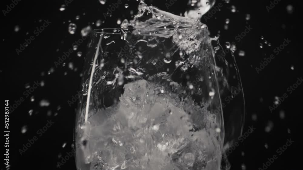 Cold ice cubes drink glass closeup. Fresh soda cocktail concept Cold ice cubes drink glass closeup. Fresh soda cocktail concept