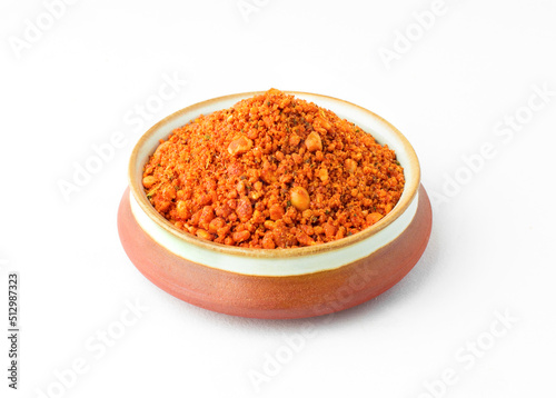 Groundnut chutney pudi or podi, peanut masala powder