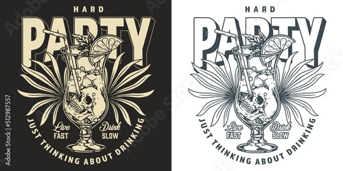Party cocktail vintage emblem monochrome