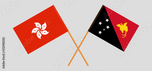 Canvas Print Crossed flags of Hong Kong and Papua New Guinea