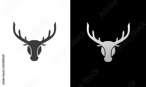 Illustration vector graphics of template logo deer silver and black color