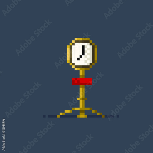 standing clock in pixel art style