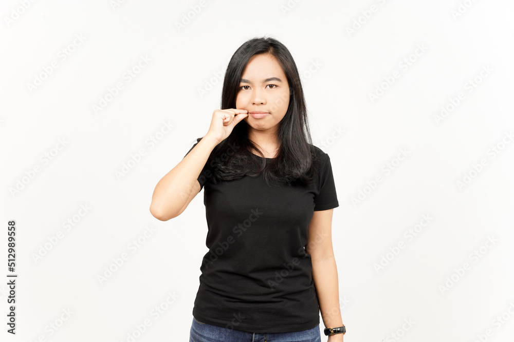 Keep Secret lip shut of Beautiful Asian Woman Isolated On White Background Keep Secret lip shut of Beautiful Asian Woman Isolated On White Background