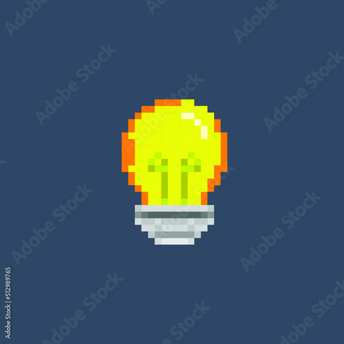 yellow bulb in pixel art style