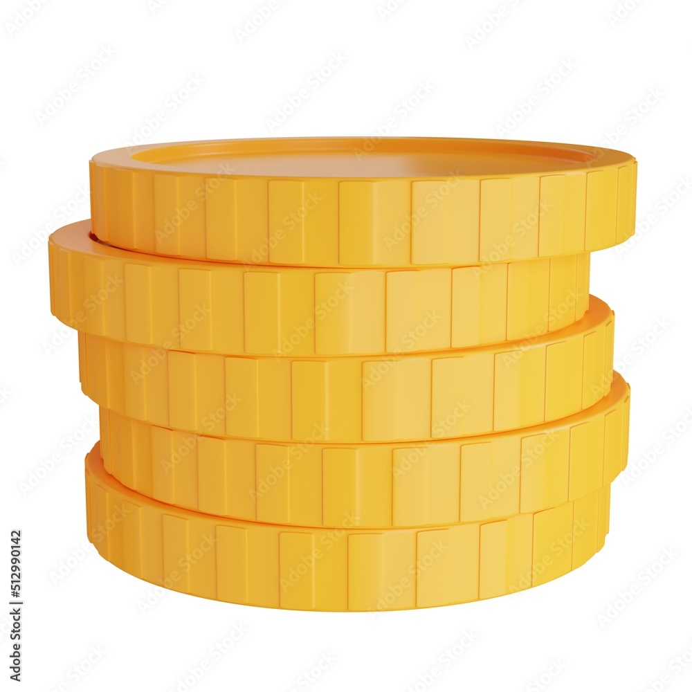single stack gold coins on white background - 3d render illustration single stack gold coins on white background - 3d render illustration