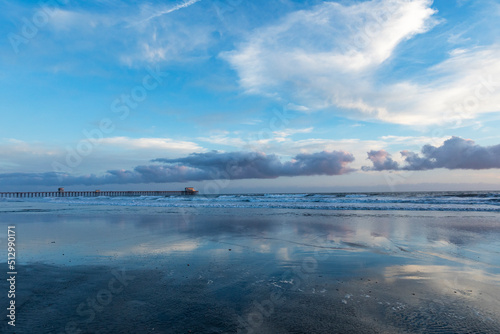 USA, California, Oceanside, Clouds reflecting in sea photo