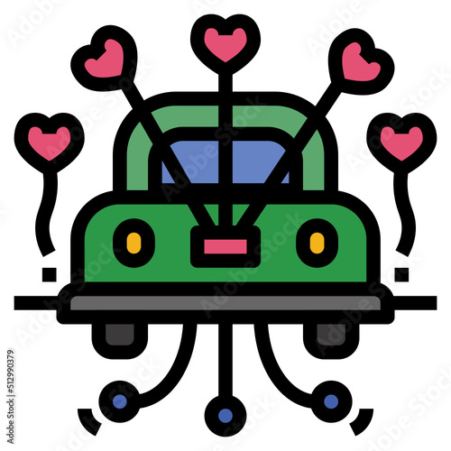 Wedding car outline filled color icon
