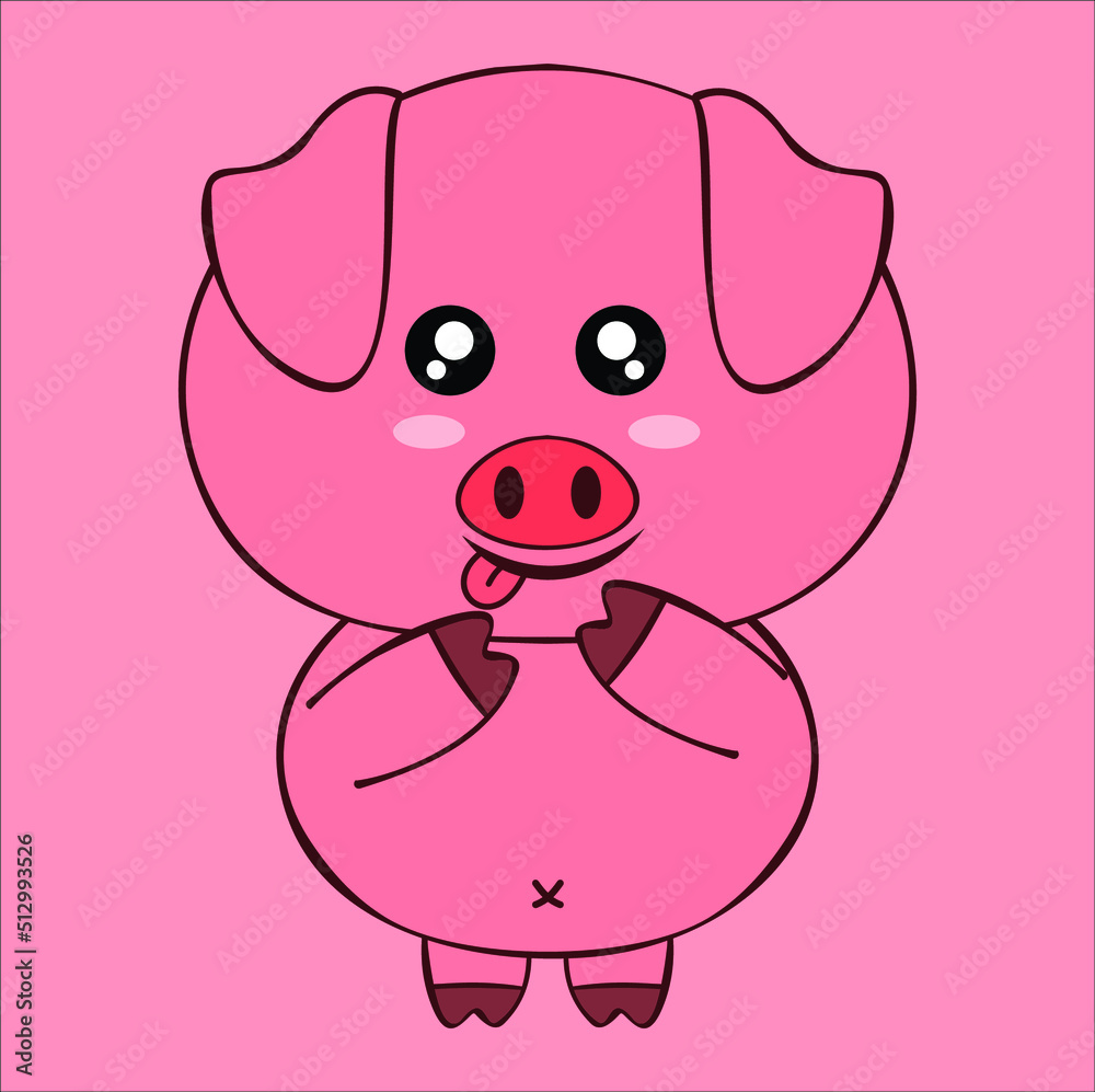 kawaii cute pig illustration line art vector design kawaii cute pig illustration line art vector design