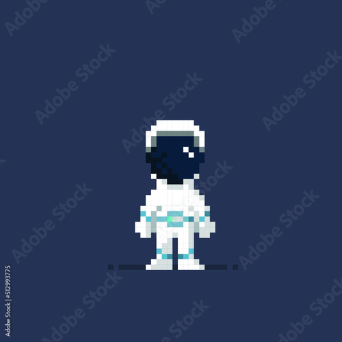 standing astronaut in pixel art style