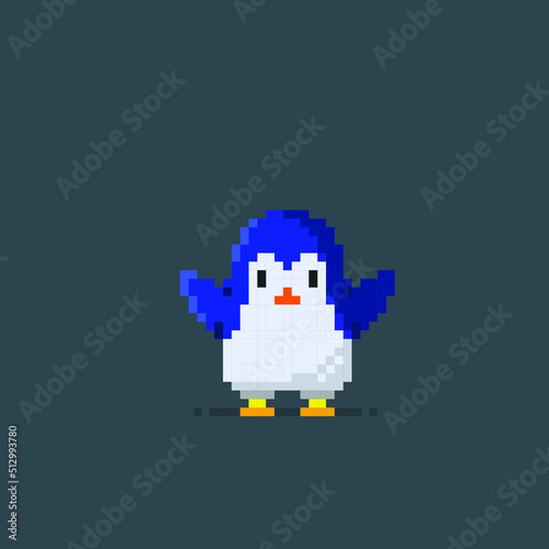 cute penguin in pixel art style