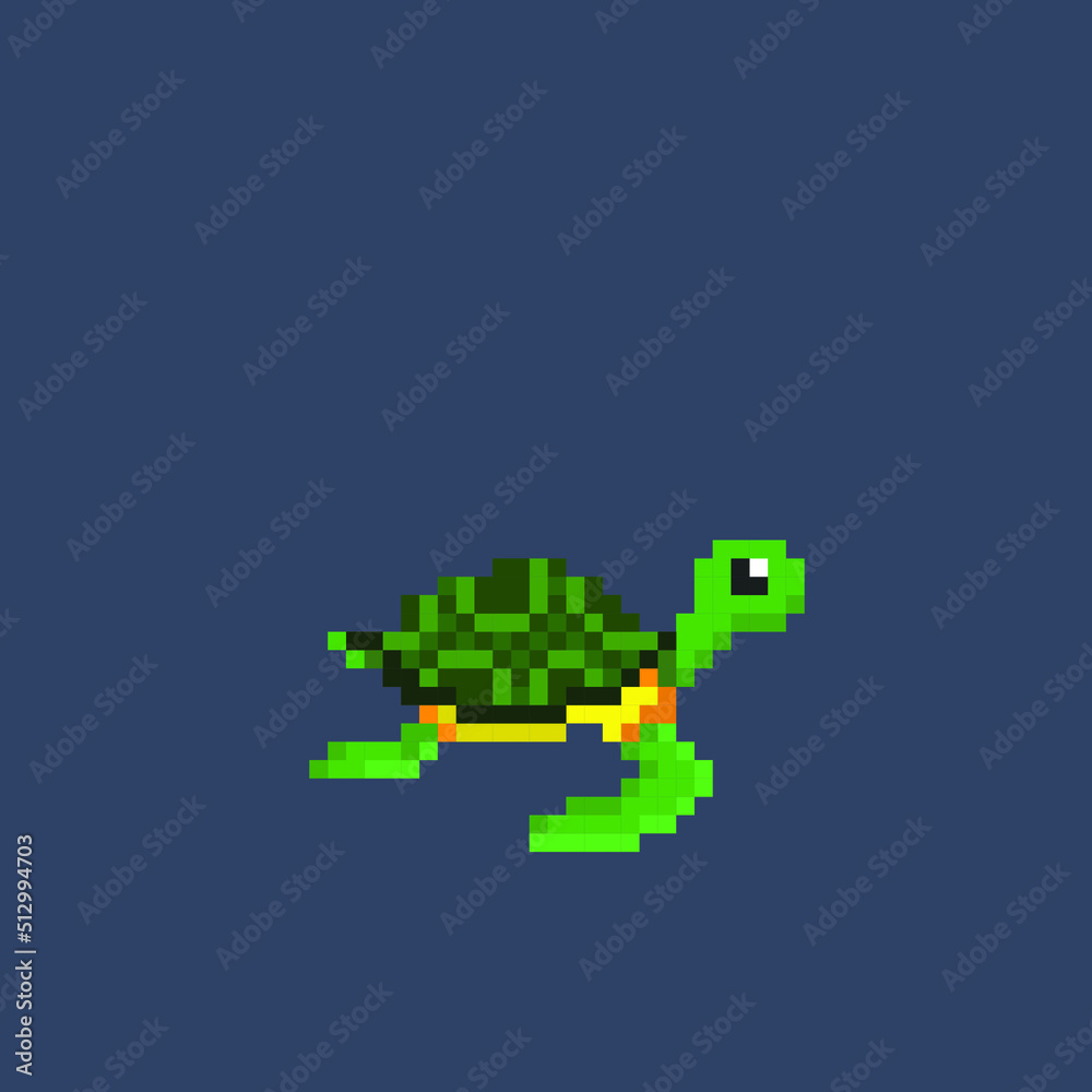 turtle in pixel art style