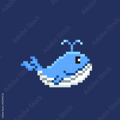 cute whale in pixel art style