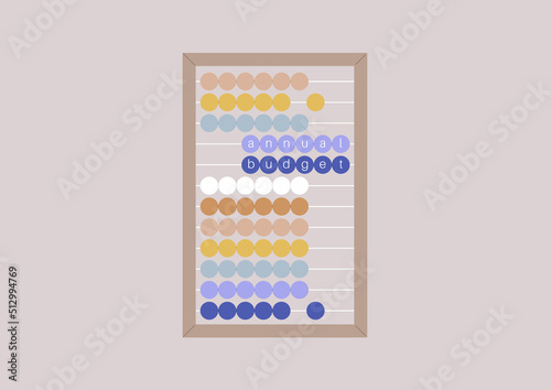 An annual budget concept, an abacus with colorful beads