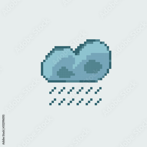 rainy cloud in pixel art style
