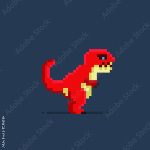 red tyrannosaur in pixel art style