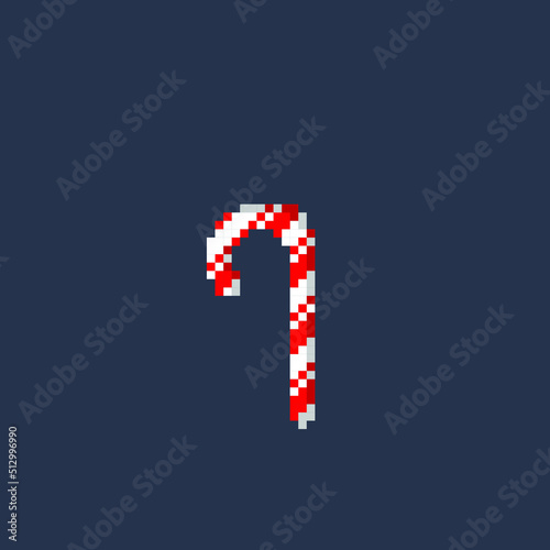 candy cane in pixel art style